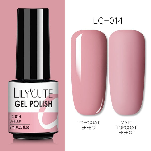 LILYCUTE 7ml UV Nail Gel Polish Autumn Winter Color Semi Permanent Matte Top Coat Needed Soak Off UV LED Nail Art Gel Varnish