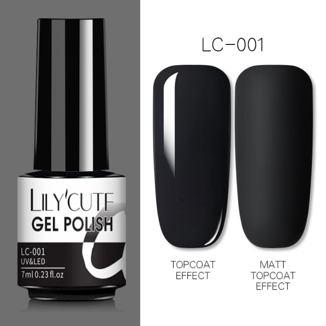 LILYCUTE 7ml UV Nail Gel Polish Autumn Winter Color Semi Permanent Matte Top Coat Needed Soak Off UV LED Nail Art Gel Varnish