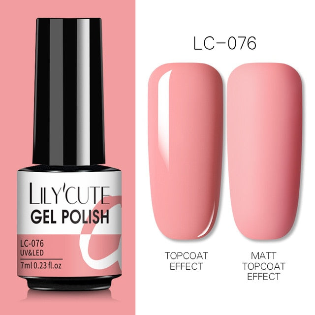 LILYCUTE 7ml UV Nail Gel Polish Autumn Winter Color Semi Permanent Matte Top Coat Needed Soak Off UV LED Nail Art Gel Varnish