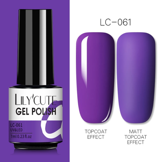 LILYCUTE 7ml UV Nail Gel Polish Autumn Winter Color Semi Permanent Matte Top Coat Needed Soak Off UV LED Nail Art Gel Varnish
