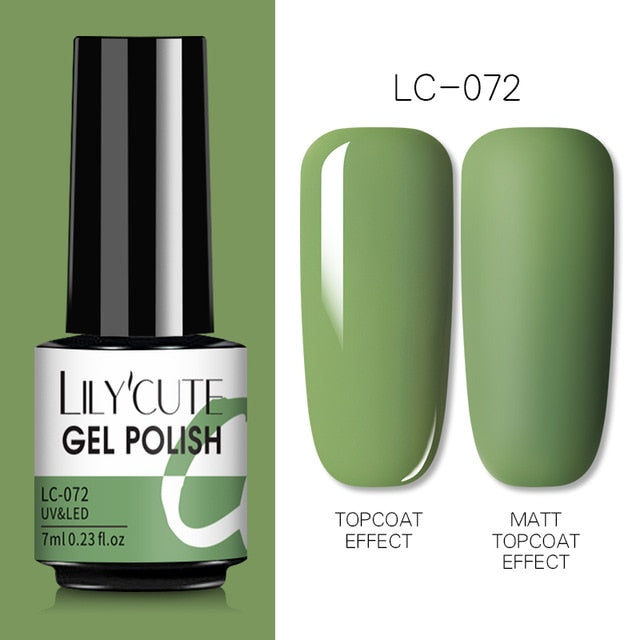 LILYCUTE 7ml UV Nail Gel Polish Autumn Winter Color Semi Permanent Matte Top Coat Needed Soak Off UV LED Nail Art Gel Varnish