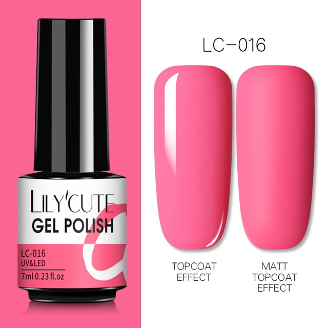 LILYCUTE 7ml UV Nail Gel Polish Autumn Winter Color Semi Permanent Matte Top Coat Needed Soak Off UV LED Nail Art Gel Varnish
