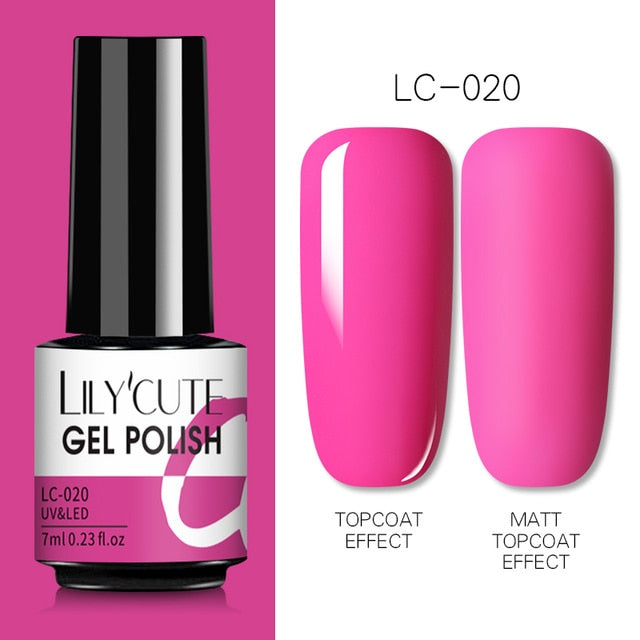 LILYCUTE 7ml UV Nail Gel Polish Autumn Winter Color Semi Permanent Matte Top Coat Needed Soak Off UV LED Nail Art Gel Varnish