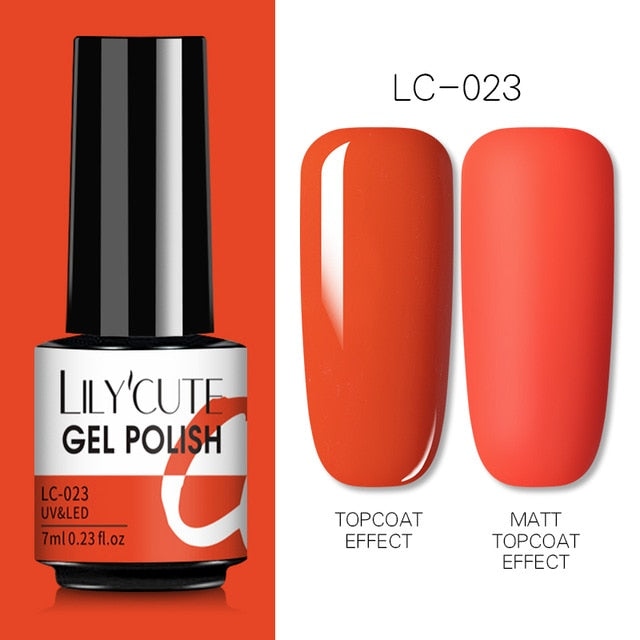LILYCUTE 7ml UV Nail Gel Polish Autumn Winter Color Semi Permanent Matte Top Coat Needed Soak Off UV LED Nail Art Gel Varnish