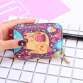 Women Card Holder Wallet PU Leather Female Card Case 9 Bits/10 Bits + 2 Big Position Zipper Card Wallet Cute Characters Card Bag