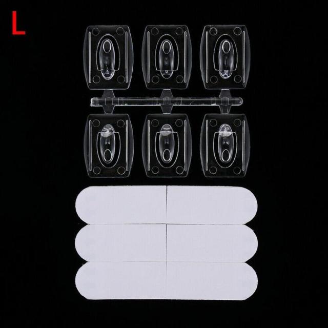 20/6PCS Wall Transparent Removable Hook Strong Seemless Cable Clamp Adhesive Hook Rack Bathroom Kitchen Towel Key Hanger