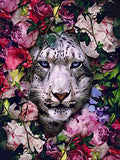 LZAIQIZG Full Square Diamond Embroidery DIY Diamond Painting Cross Stitch Drill Tiger Lion Face& Flowers Picture of Rhinestones