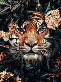 LZAIQIZG Full Square Diamond Embroidery DIY Diamond Painting Cross Stitch Drill Tiger Lion Face& Flowers Picture of Rhinestones
