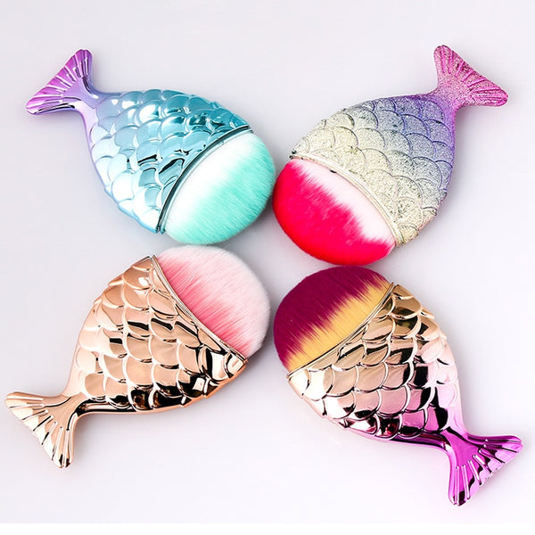 7 Types Fish Tail Shape Nail Brush Fishtail Bottom Cosmetic Brushes Soft Cleaning Dust Powder For Nails Care Manicure Tool