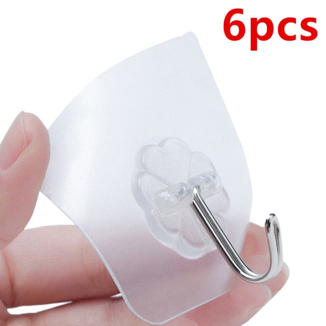 2/6/10PCS Hanger Hook Suction Cup Adhesive Wall Vacuum Sucker Heavy Bathroom TransparentLoad Rack Stainless Steel Transparent