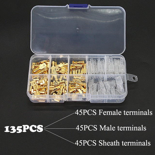 270/135/120pcs 2.8/4.8/6.3mm Crimp Terminals Insulated Seal Electrical Wire Connectors Crimp Terminal Connector Assortment Kit