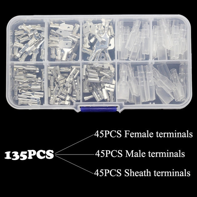270/135/120pcs 2.8/4.8/6.3mm Crimp Terminals Insulated Seal Electrical Wire Connectors Crimp Terminal Connector Assortment Kit
