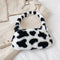 2021 INS Fashion Women Cow Print Mini Shoulder Bags Female Winter Plush Underarm Bags Leopard Zebra Pattern Fluffy Tote Bags
