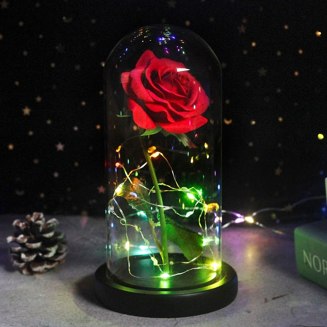 Beauty And The Beast Rose Rose In LED Glass Dome Forever Rose Red Rose Valentine's Day Mother's Day Special Romantic Gift