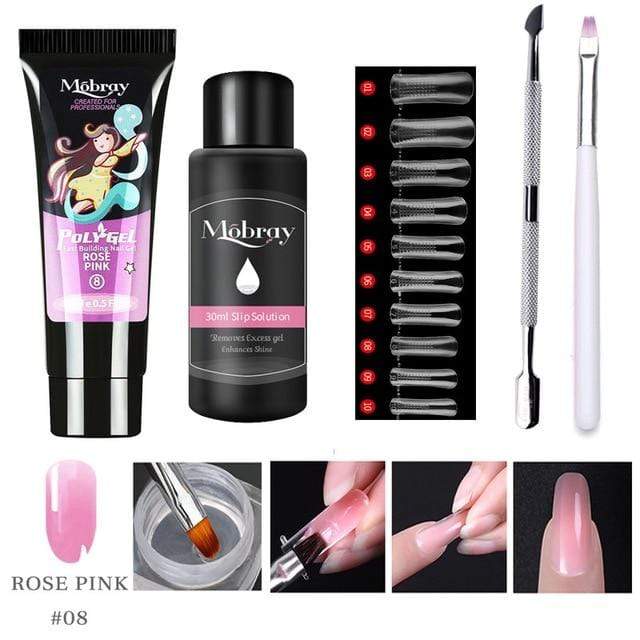 Mobray 15ml Poly Nail Gel Kit Quick Building Set Poly UV Gel Nail Gel Nail Polish For Nail Extensions Acrylic Gel Polish Nails