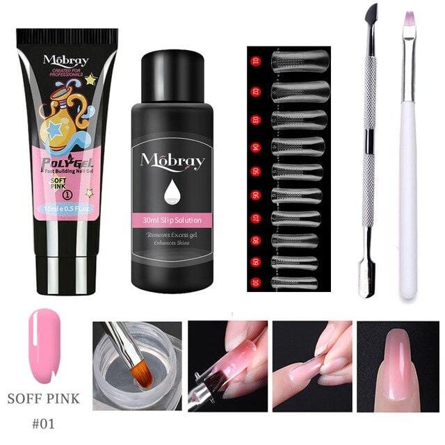 Mobray 15ml Poly Nail Gel Kit Quick Building Set Poly UV Gel Nail Gel Nail Polish For Nail Extensions Acrylic Gel Polish Nails