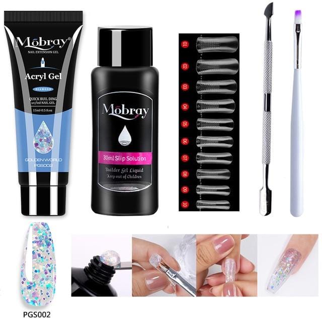 Mobray 15ml Poly Nail Gel Kit Quick Building Set Poly UV Gel Nail Gel Nail Polish For Nail Extensions Acrylic Gel Polish Nails