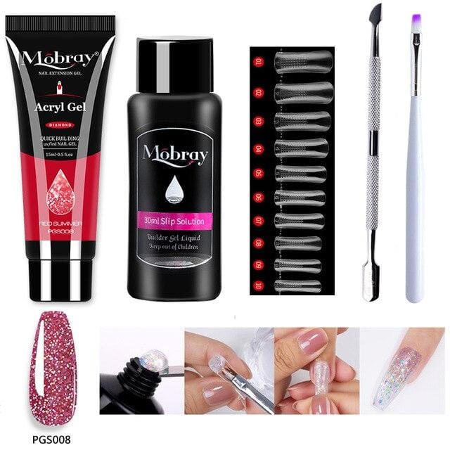 Mobray 15ml Poly Nail Gel Kit Quick Building Set Poly UV Gel Nail Gel Nail Polish For Nail Extensions Acrylic Gel Polish Nails