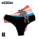 5 Pcs/set Sexy Thong for Women Girls Cotton G-Strings Ladies Panties Lip Print Kawaii Cute Dot Underwear Wholesale Free shipping