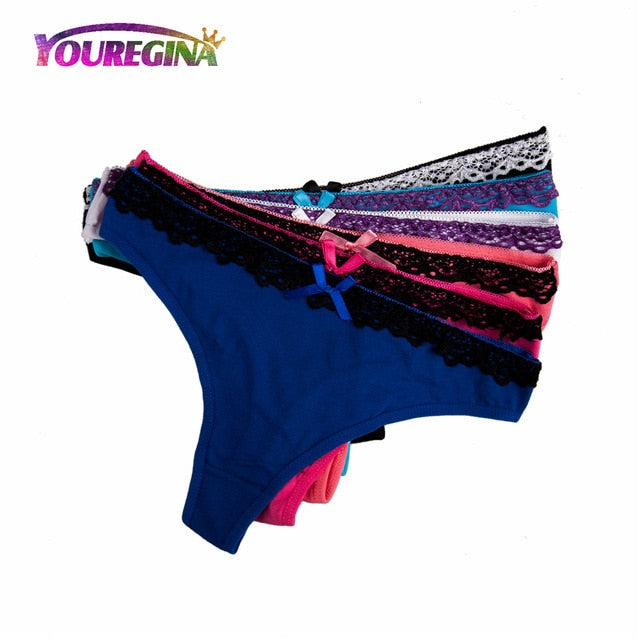 5 Pcs/set Sexy Thong for Women Girls Cotton G-Strings Ladies Panties Lip Print Kawaii Cute Dot Underwear Wholesale Free shipping