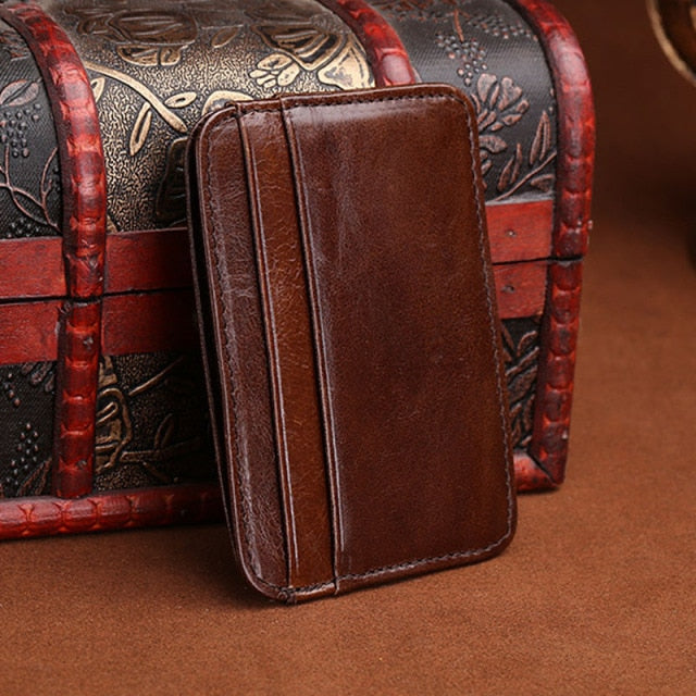 New Arrival Vintage Men's Genuine Leather Credit Card Holder Small Wallet Money Bag ID Card Case Mini Purse For Male