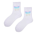Night Reflect Light Men&Women Sock Funny Black White Harajuku Moon Butterfly Dino Hip-hop Sock for Lover Skateboard 2020 New