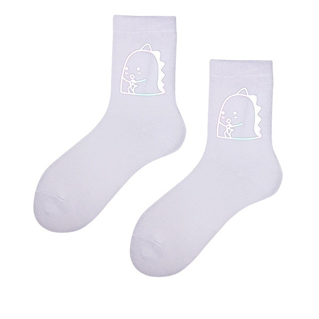 Night Reflect Light Men&Women Sock Funny Black White Harajuku Moon Butterfly Dino Hip-hop Sock for Lover Skateboard 2020 New