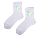 Night Reflect Light Men&Women Sock Funny Black White Harajuku Moon Butterfly Dino Hip-hop Sock for Lover Skateboard 2020 New