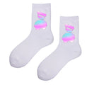 Night Reflect Light Men&Women Sock Funny Black White Harajuku Moon Butterfly Dino Hip-hop Sock for Lover Skateboard 2020 New