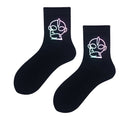 Night Reflect Light Men&Women Sock Funny Black White Harajuku Moon Butterfly Dino Hip-hop Sock for Lover Skateboard 2020 New