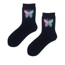 Night Reflect Light Men&Women Sock Funny Black White Harajuku Moon Butterfly Dino Hip-hop Sock for Lover Skateboard 2020 New