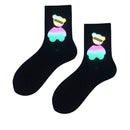 Night Reflect Light Men&Women Sock Funny Black White Harajuku Moon Butterfly Dino Hip-hop Sock for Lover Skateboard 2020 New