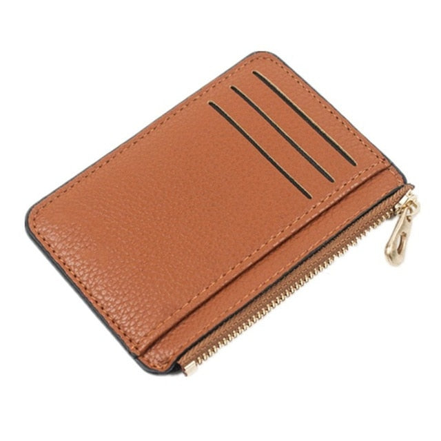 Slim Wallet Purse PU Leather Women Men Card Holder Unisex Zipper Business Card Case Credit Mini Bank Cards Holder Gift Wallet