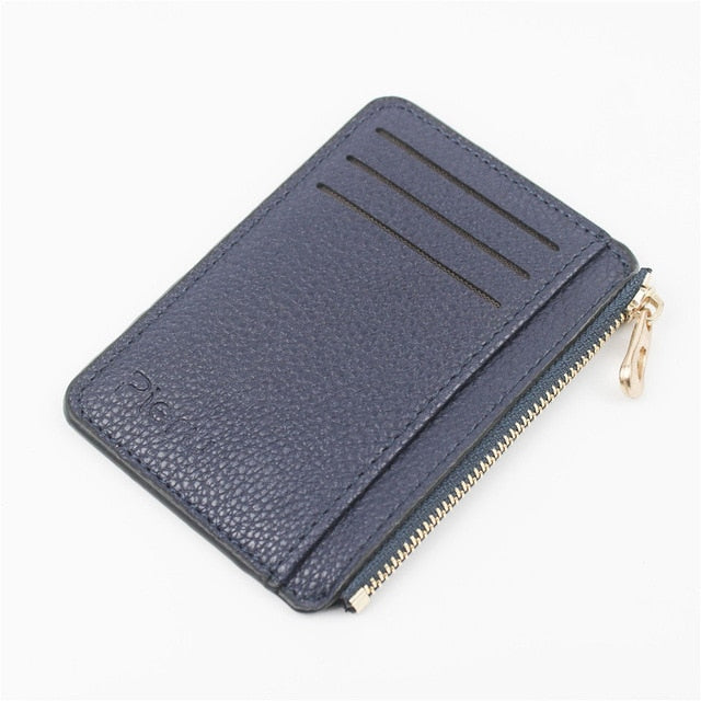 Slim Wallet Purse PU Leather Women Men Card Holder Unisex Zipper Business Card Case Credit Mini Bank Cards Holder Gift Wallet
