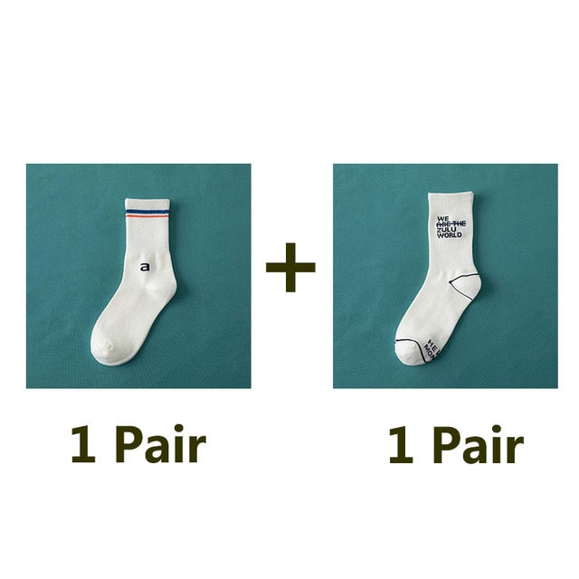 New Women's Fashion Letter Patterned Socks Comfort Harajuku Socks Running Fitness Long Socks Female Casual Cotton Numbers Socks
