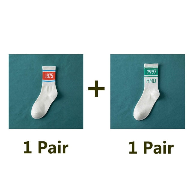 New Women's Fashion Letter Patterned Socks Comfort Harajuku Socks Running Fitness Long Socks Female Casual Cotton Numbers Socks