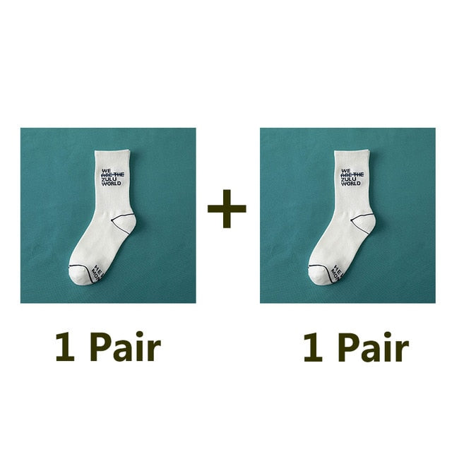 New Women's Fashion Letter Patterned Socks Comfort Harajuku Socks Running Fitness Long Socks Female Casual Cotton Numbers Socks