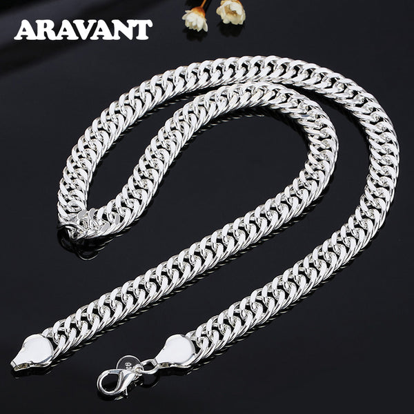 925 Silver 10MM 20/24 Inches Necklaces Chain For Men Silver Necklace Jewelry