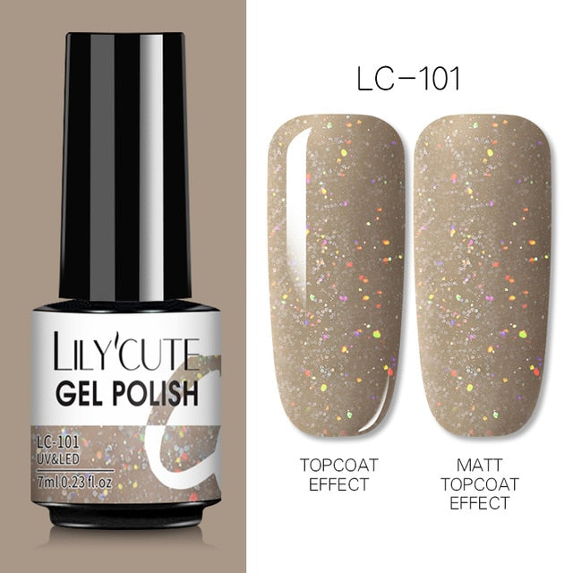 LILYCUTE 7ml Nails Gel Polish Fall Winter Color Long Lasting Hybrid For Base Top Coat Soak Off UV LED DIY Nail Art Gel