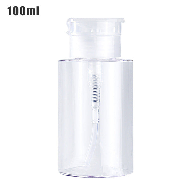 60/100/120/150/180/200ml Push Down Empty Pump Dispenser For Nail Polish Remover Alcohol Clear Bottle Storage Bottle