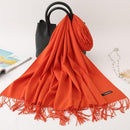 2020 winter scarf solid thick women cashmere scarves neck head warm hijabs pashmina lady shawls and wraps bandana Tassel