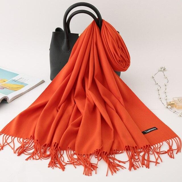 2020 winter scarf solid thick women cashmere scarves neck head warm hijabs pashmina lady shawls and wraps bandana Tassel