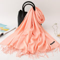 2020 winter scarf solid thick women cashmere scarves neck head warm hijabs pashmina lady shawls and wraps bandana Tassel