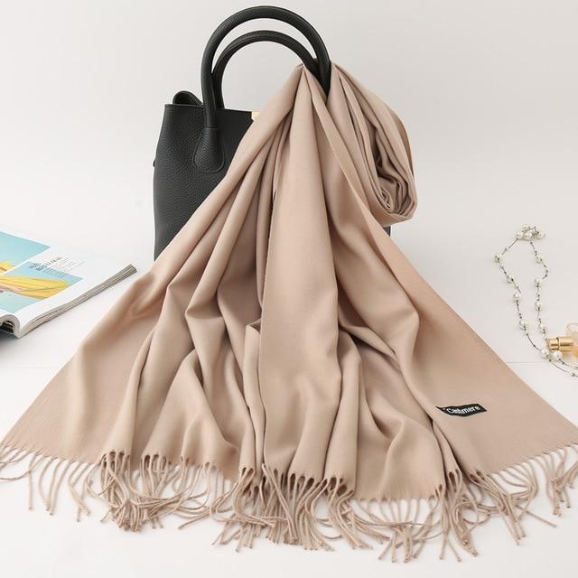2020 winter scarf solid thick women cashmere scarves neck head warm hijabs pashmina lady shawls and wraps bandana Tassel