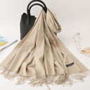2020 winter scarf solid thick women cashmere scarves neck head warm hijabs pashmina lady shawls and wraps bandana Tassel