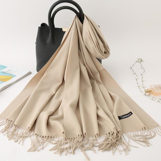 2020 winter scarf solid thick women cashmere scarves neck head warm hijabs pashmina lady shawls and wraps bandana Tassel