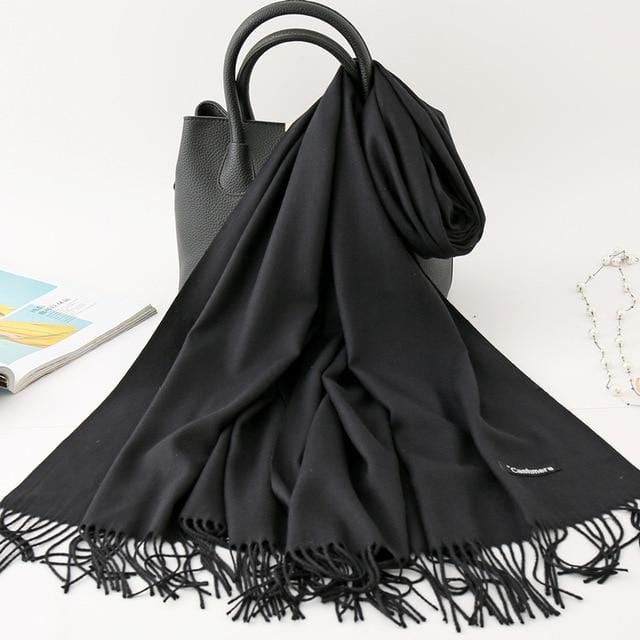 2020 winter scarf solid thick women cashmere scarves neck head warm hijabs pashmina lady shawls and wraps bandana Tassel