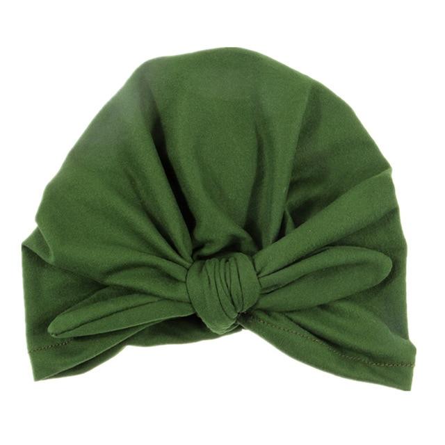 Nishine Baby Turban Hat with Bow Children Hats Cotton Blend Newborn Beanie Top Knot Caps Kids Headwear Photo Props Shower Gift