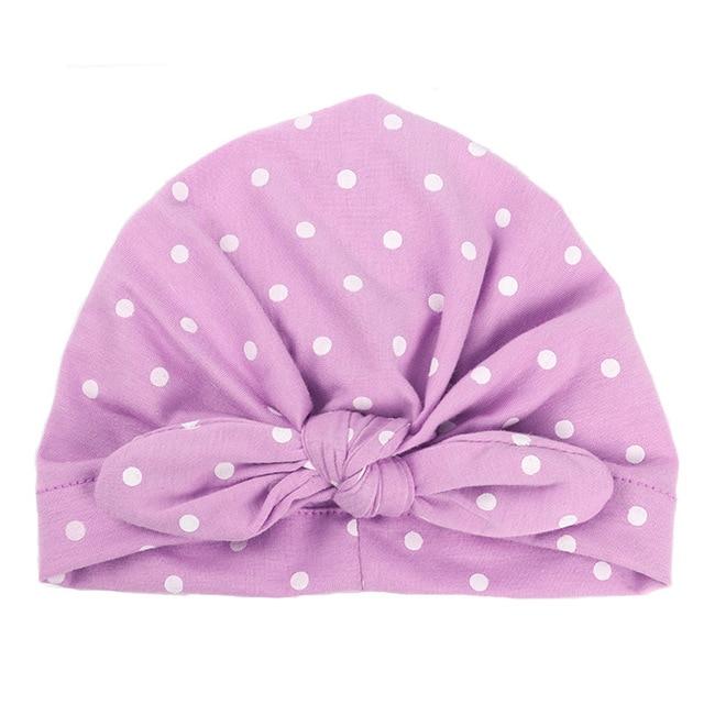 Nishine Baby Turban Hat with Bow Children Hats Cotton Blend Newborn Beanie Top Knot Caps Kids Headwear Photo Props Shower Gift