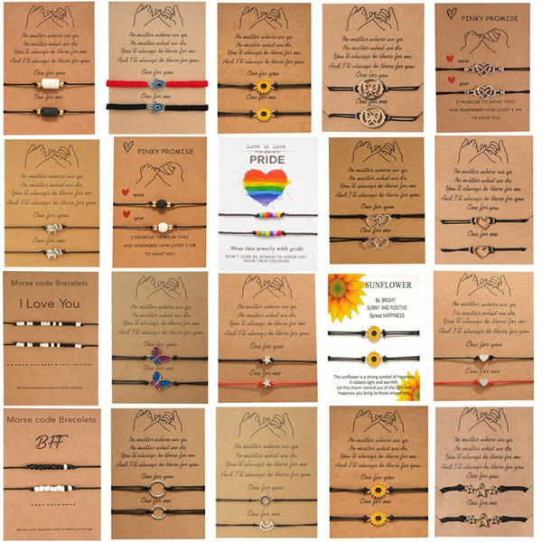 New Fashion Couple Bracelets Sun Moon Cross Sunflower Pendant Adjustable Rope Chain Bracelet Lucky Friendship Jewelry